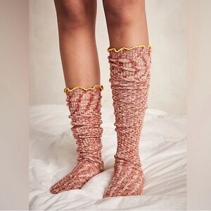 Free People-Haze Ruffle Over-the-Knee Socks NWT